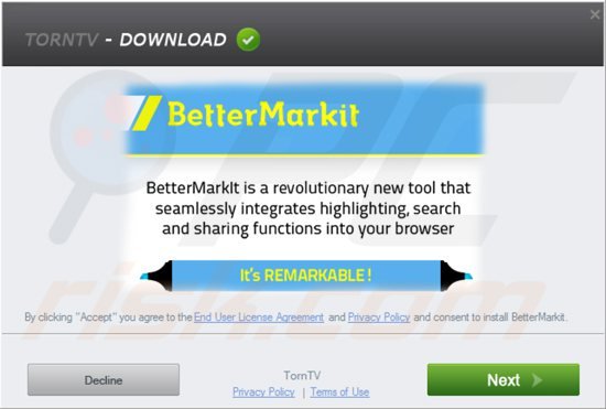 Installateur du logiciel de publicité bettermarkit échantillon 2