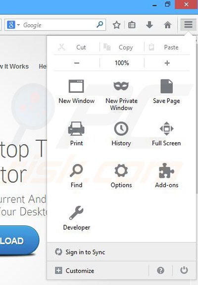 Suppression des publicités  Desktop Temperature Monitor dans Mozilla Firefox étape 1