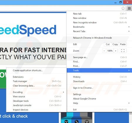 Suppression des publicités IneedSpeed dans Google Chrome étape 1