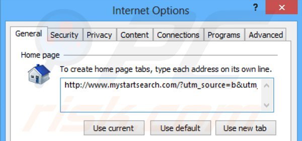 Suppression de la page d'accueil de mystartsearch.com dans Internet Explorer 