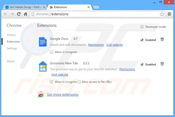 Suppression des publicités piccolor dans Google Chrome étape 2