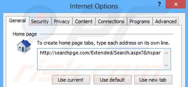 Suppression de la page d'accueil de searchpge.com dans Internet Explorer 
