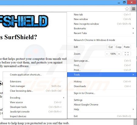 Suppression des publicités SurfShield dans Google Chrome étape 1