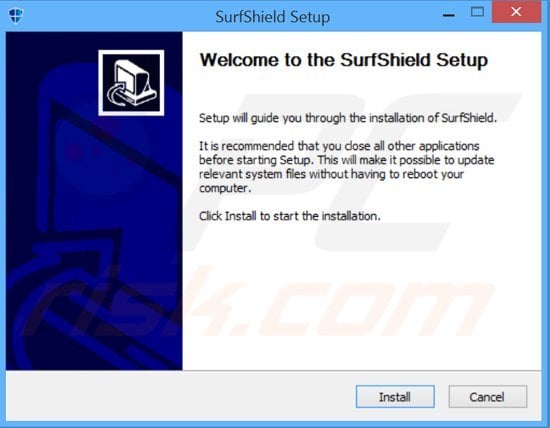 Configuration de l'installation du logiciel de publicité SurfShield 