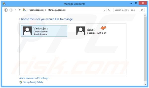 Activer un compte d'utilisateur invité dans Windows 8 étape 3 – cliquez