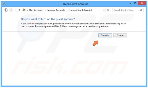 Activier l'utilisateur invité dans Windows 8 step 4 - cliquer 