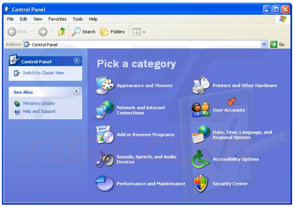Activer un compte d'utilisateur invité dans Windows XP étape 2 - accéder aux Comptes d'utilisateurs
