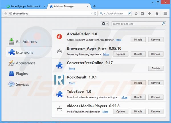 Suppression de zoomifyapp dans Mozilla Firefox étape 2