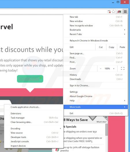 Suppression des publicités  Coupon Marvel dans Google Chrome étape 1