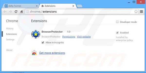 Removing delta-homes.com related Google Chrome extensions