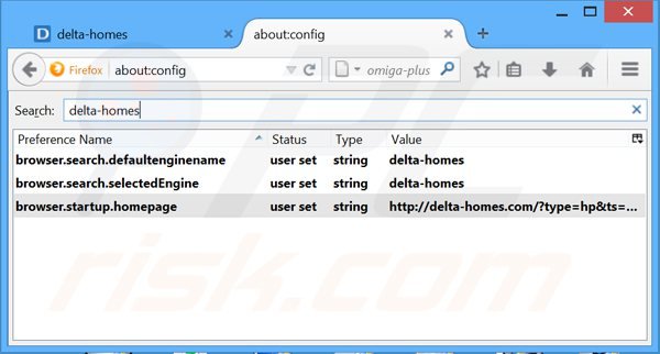 Suppression du moteur de recherche par défaut de delta-homes.com dans Mozilla Firefox