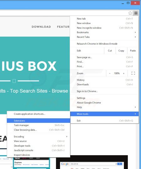 Suppression des publicités  geniusbox dans Google Chrome étape 1