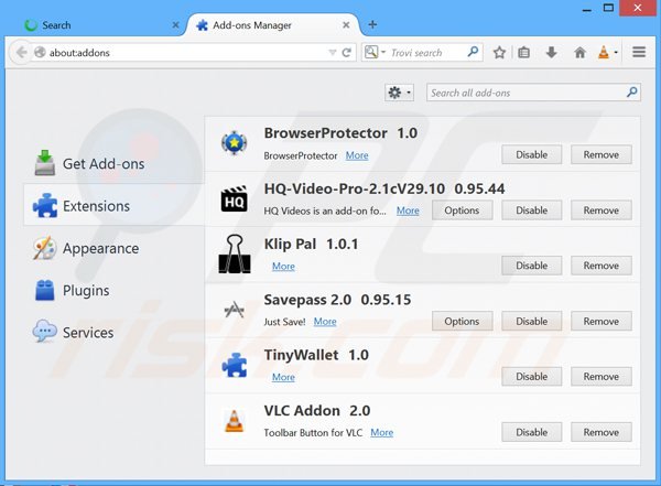 Suppression des extensions reliées à Guard-search.com dans Mozilla Firefox 