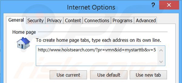 Suppression de la page d'accueil de hoistsearch.com dans Internet Explorer 
