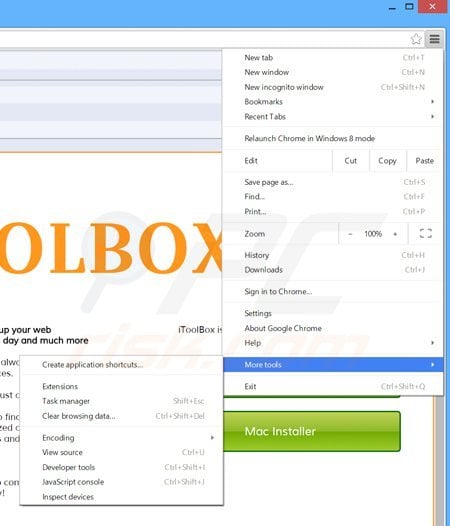 Suppression des publicités itoolbox dans Google Chrome étape 1