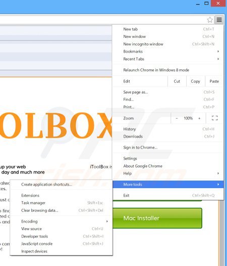 Suppression des publicités itoolbox dans Google Chrome étape 1