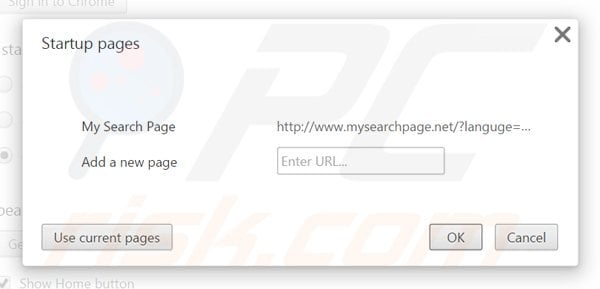 Suppression de la page d'accueil de mysearchpage.net dans Google Chrome 