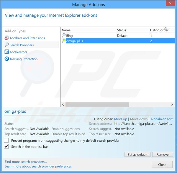 Suppression du moteur de recherche par défaut de mysearchpage.net dans Internet Explorer