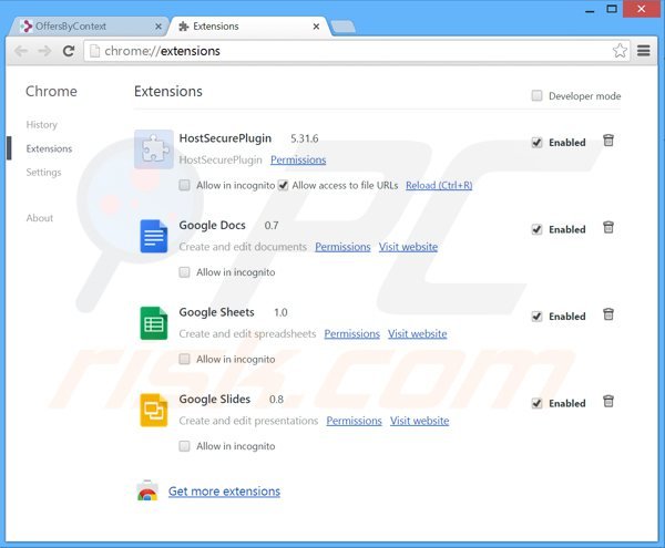 Suppression des publicités  offersbycontext dans Google Chrome étape 2
