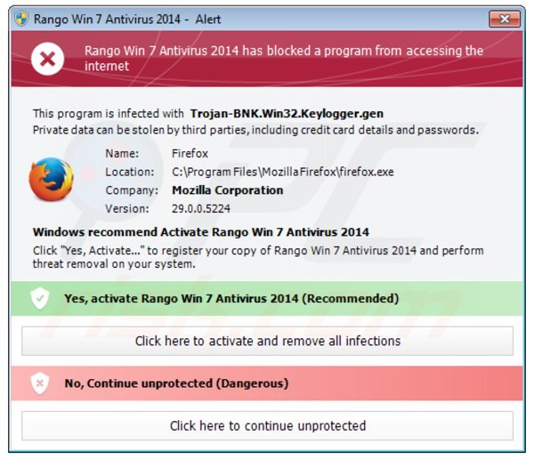 Antivirus rango win7 2014 bloquant l'exécution des programmes installés