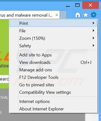 Removing adware causing strange ads in Google search results from Internet Explorer step 1