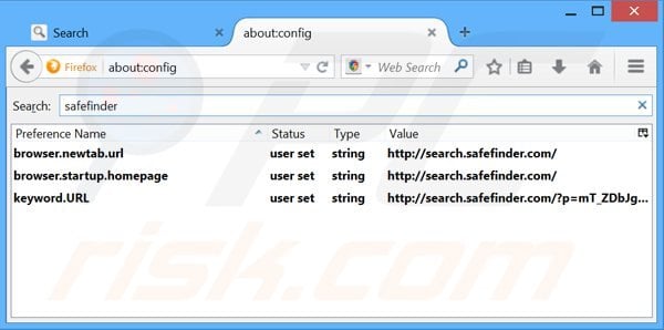 Suppression du moteur de recherche par défaut de search.safefinder.com dans Mozilla Firefox 