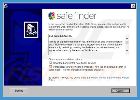 Installateur du pirate de navigateur search.safefinder.com 