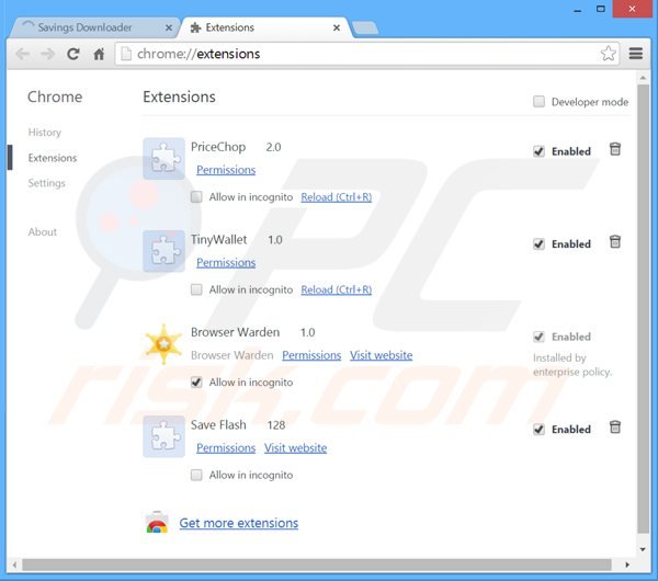 Suppression de savings downloader dans Google Chrome étape 2