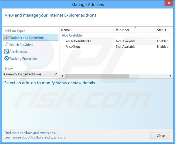 Suppression des extensions reliées à websearch.search-plaza.info dans Internet Explorer 