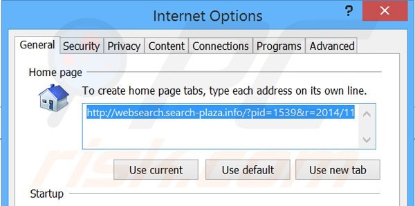 Suppression de la page d'accueil de websearch.search-plaza.info dans Internet Explorer 