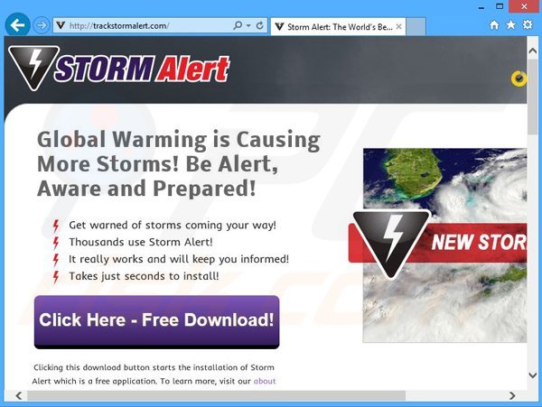 Logiciel de publicité Storm Alert 