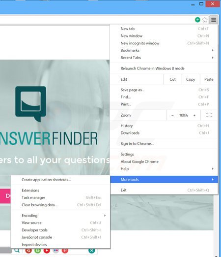 Suppression des publicités  theanswerfinder dans Google Chrome étape 1