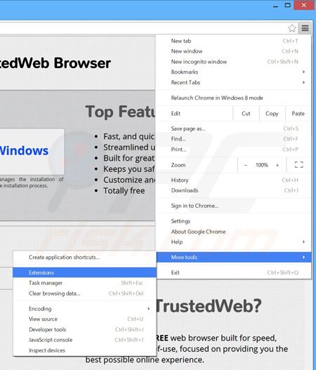 Suppression des publicités VeriBrowse dans Google Chrome étape 1