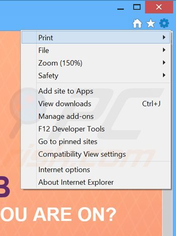 Removing wordproser ads from Internet Explorer step 1