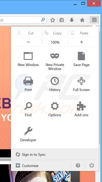 Suppression des publicités wordproser dans Mozilla Firefox étape 1