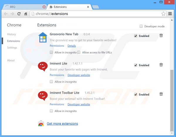 Suppression des publicités bbqleads dans Google Chrome étape 2