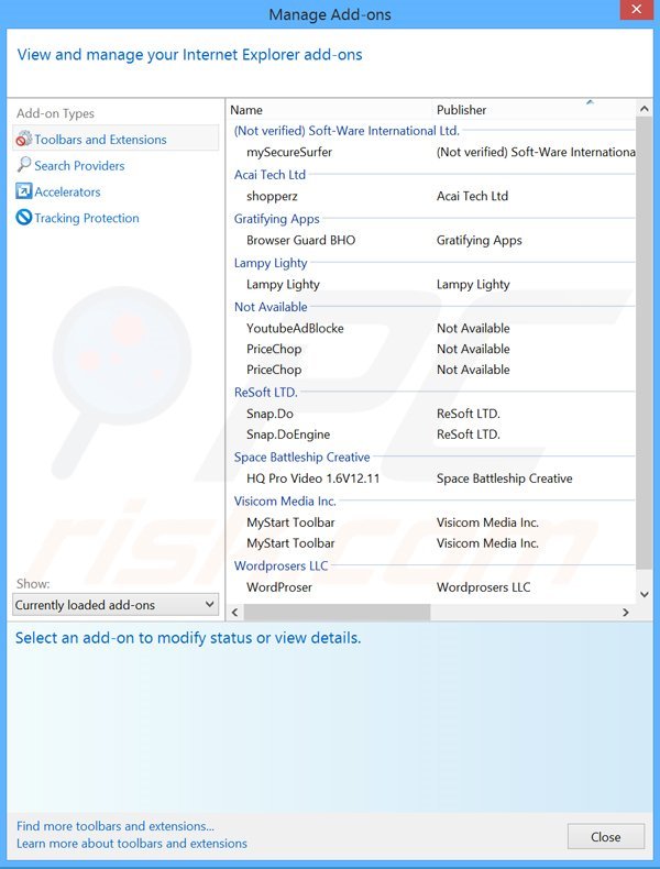 Suppression des publicités Breaking News Alert dans Internet Explorer étape 2