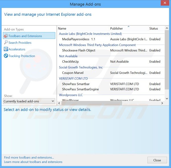 Suppression des extensions reliées à games desktop dans Internet Explorer étape 2
