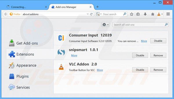 Suppression des publicités noproblem dans Mozilla Firefox étape 2