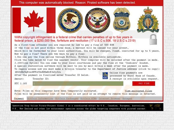 un logiciel piraté a détecté un ransomware ciblant des utilisateurs d'ordinateurs du Canada