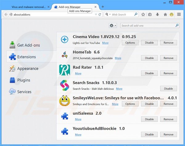 Suppression des publicités Selection Tools dans Mozilla Firefox étape 2