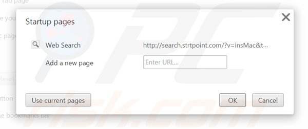 Suppression de la page d'accueil de search.strtpoint.com dans Google Chrome 