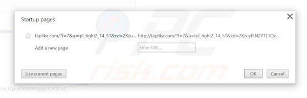 Suppression de la page d'accueil de taplika.com dans Google Chrome 