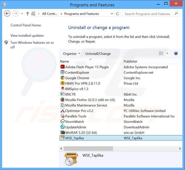 Désinstallation du pirate de navigateur taplika.com via le Panneau de Configuration