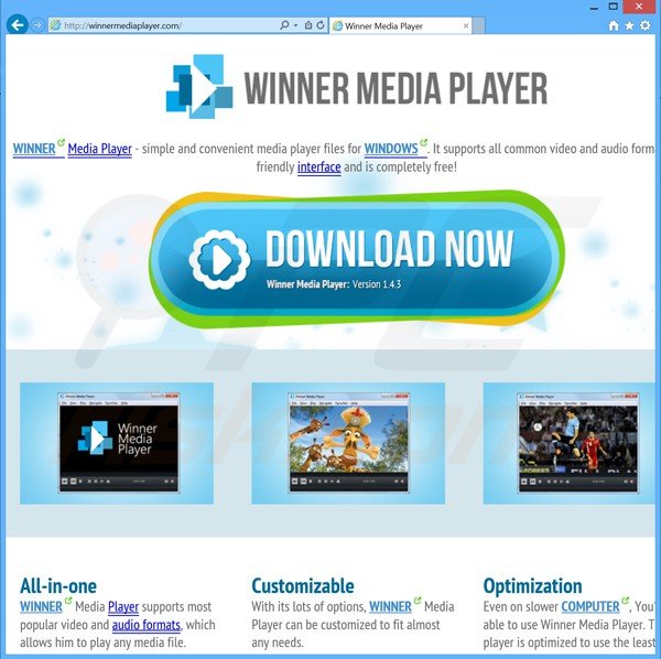 Logiciel de publicité Winner Media Player
