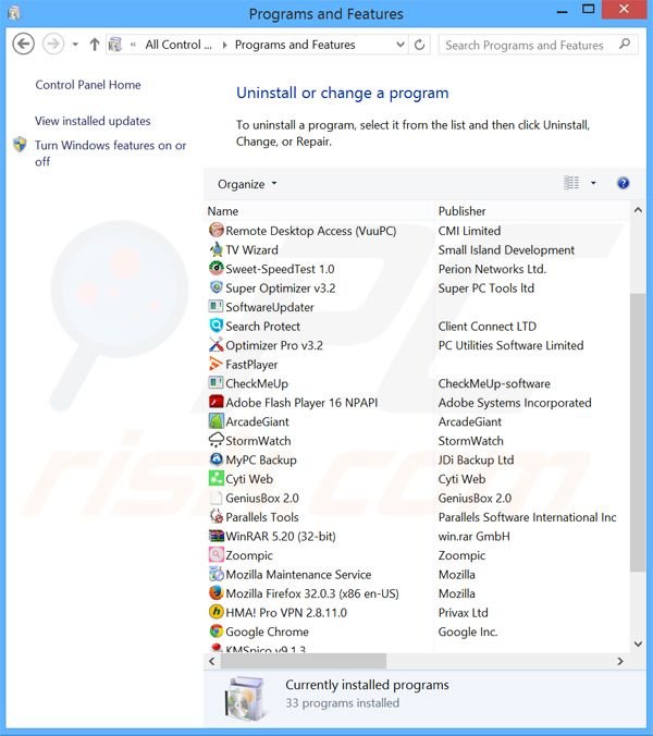 Désinstallation du logiciel de publicité Browser Extension via le Panneau de Configuration