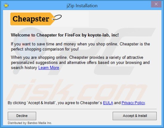 Installateur du logiciel de publicité  cheapster