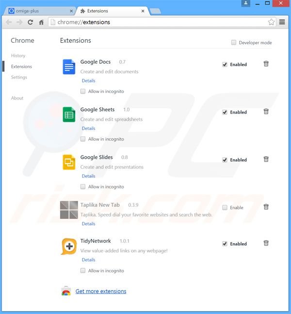 Suppression des publicités Object browser dans Google Chrome étape 2
