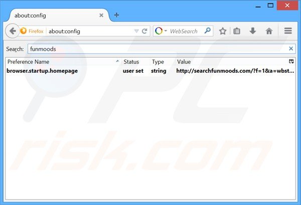 Suppression du moteur de recherche par défaut de searchfunmoods.com dans Mozilla Firefox 