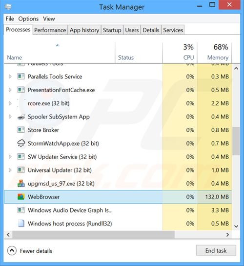 Logiciel de publicité WebBrowser 